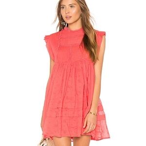 coral free people nobody like you babydoll dress